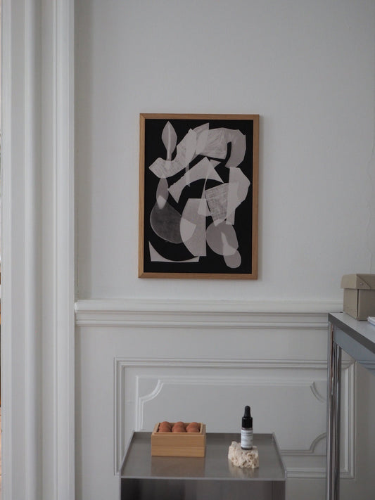 Minimalist wall art styled in contemporary interior