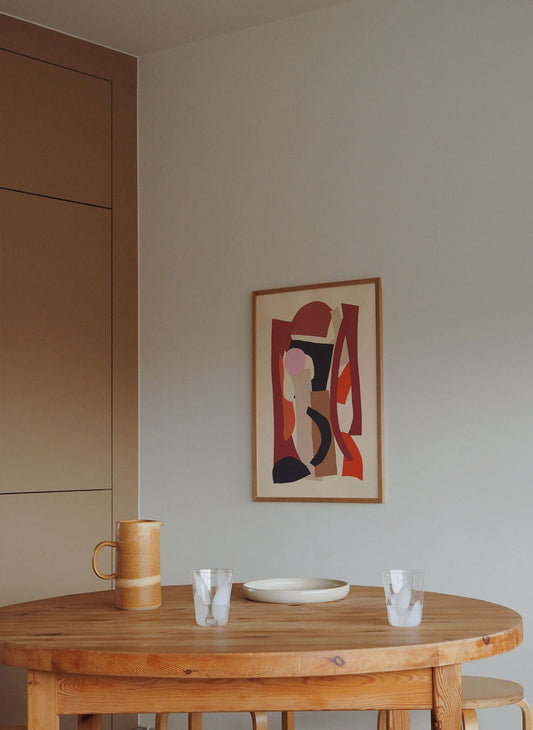 Colourful Atelier Cph poster in kitchen in Scandinavian home