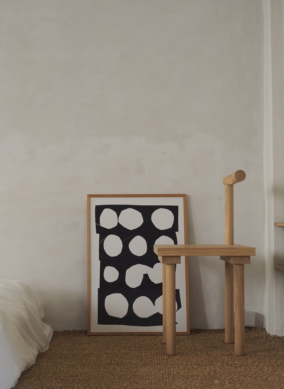  Framed poster with circles standing in bedroom by Atelier Cph