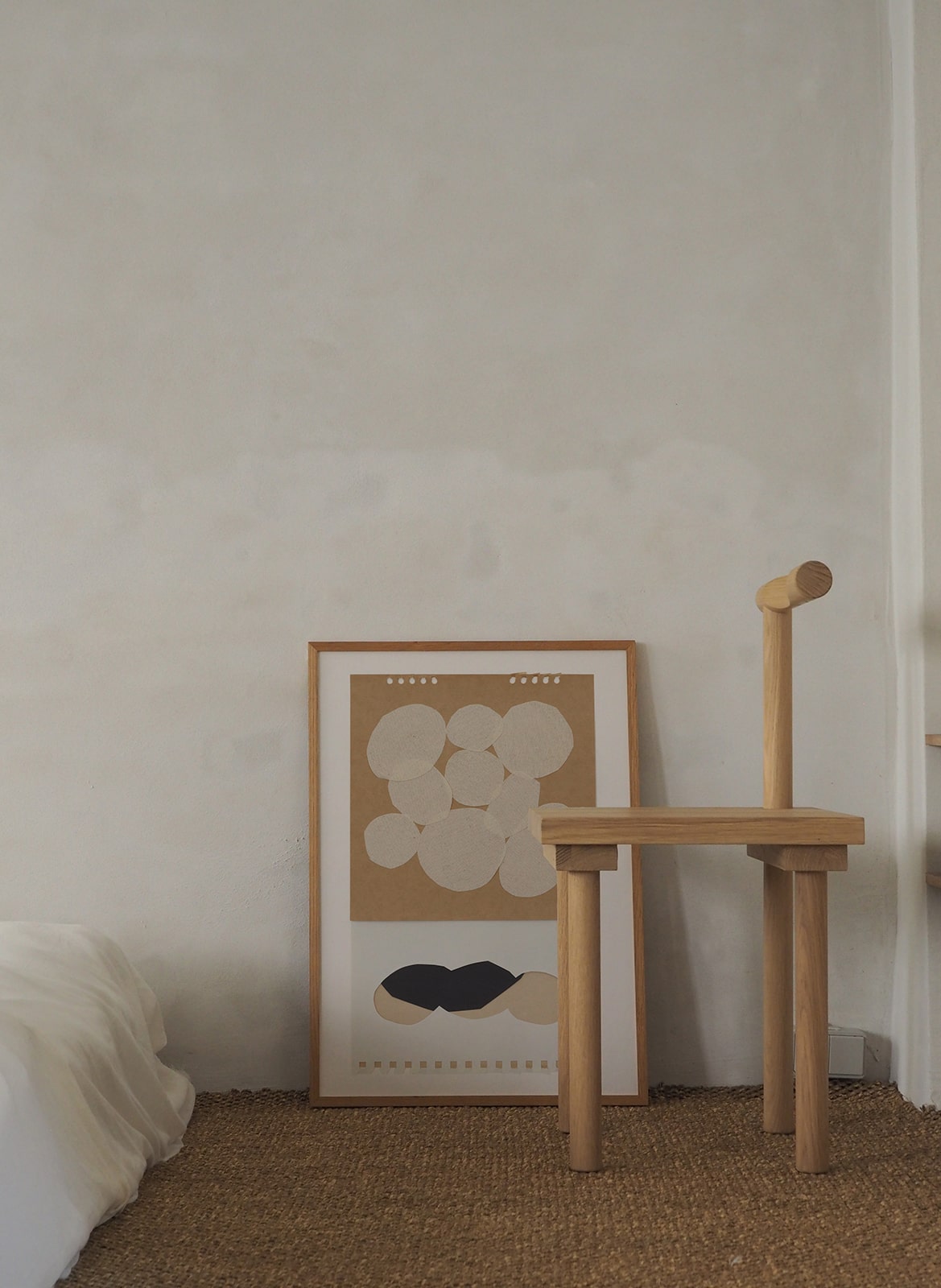  Framed poster with circles standing in bedroom by Atelier Cph