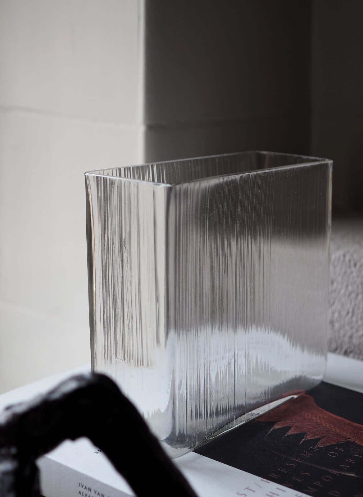 Minimalistic rectangle glass vase designed by Lennart Andersson