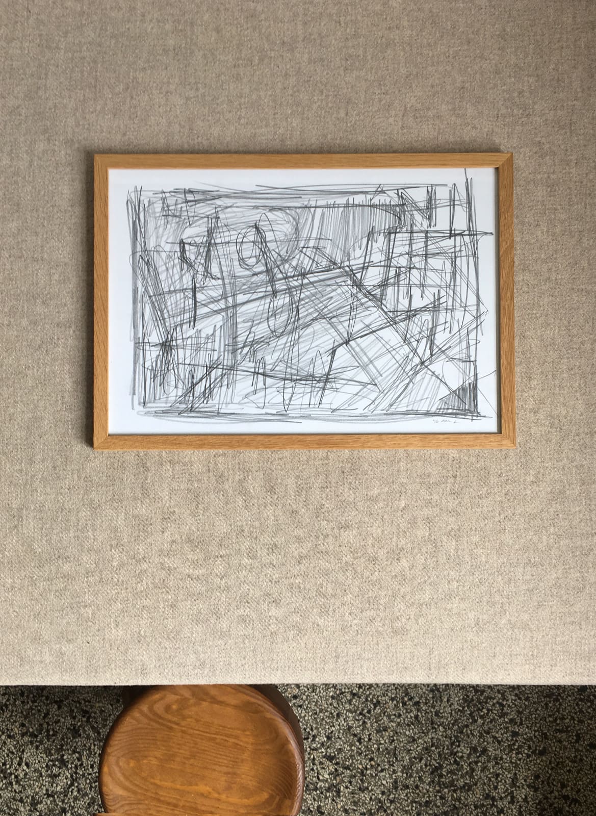 Framed limited edition art work showing chaotic pencil lines by Atelier Cph