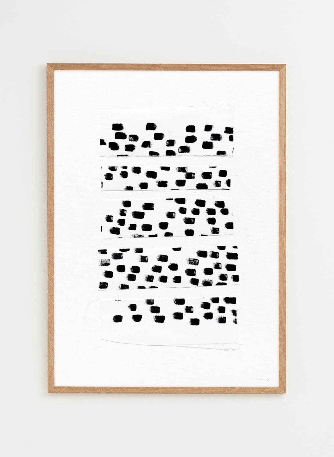White poster with black dots in fabric made by atelier cph